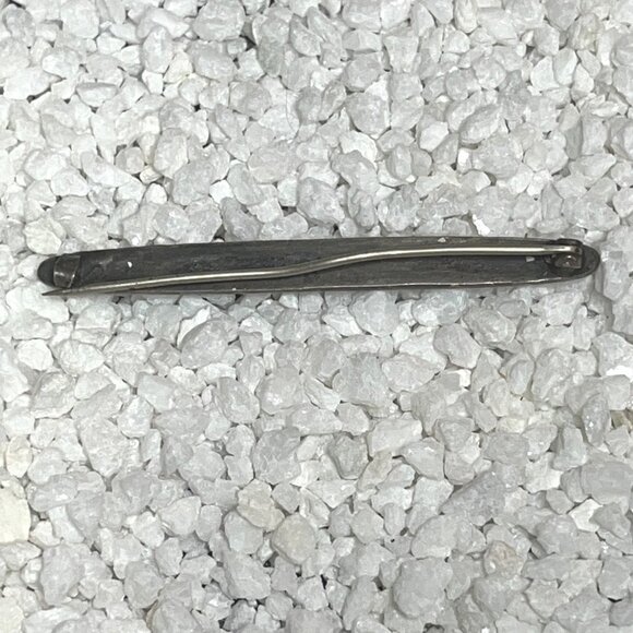 Vintage Victorian Silver Engraved Floral Bar Baguette Pin Brooch - Picture 7 of 8